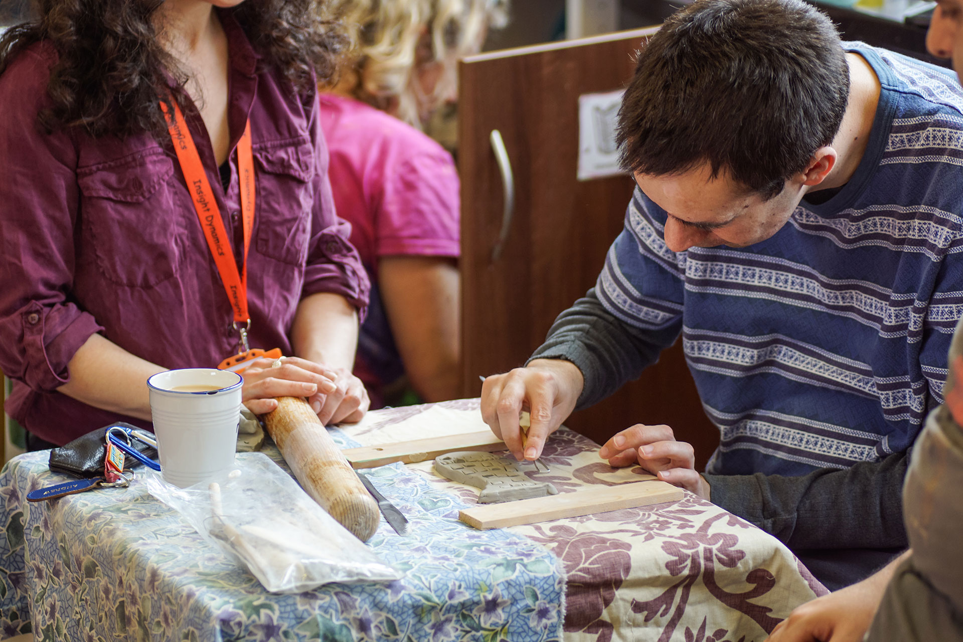 Doing pottery 